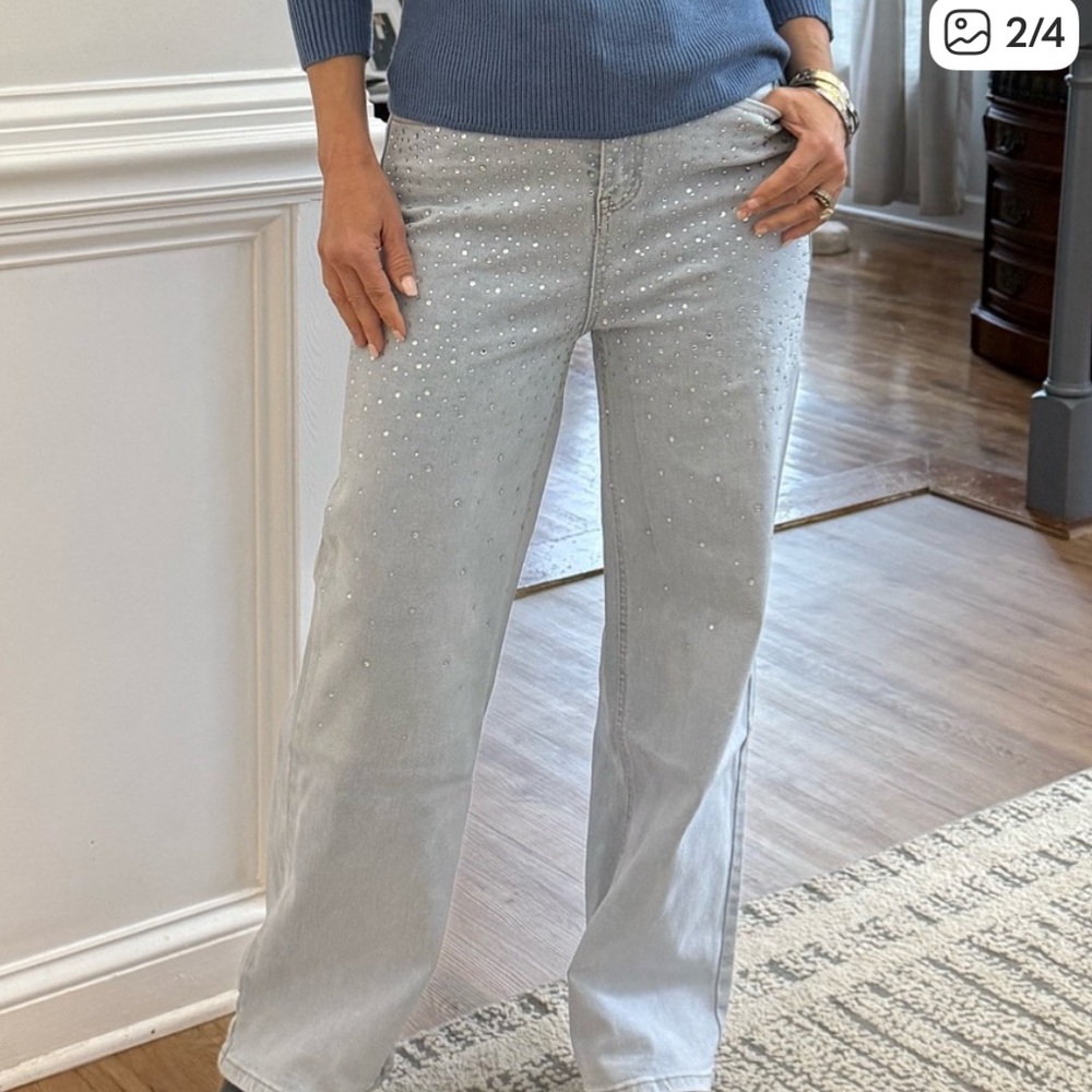 AZ Light Blue Embellished Wide Leg Women's Jeans NWT M